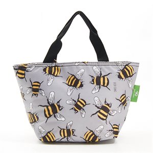 sac a lunch gris imprime abeilles
