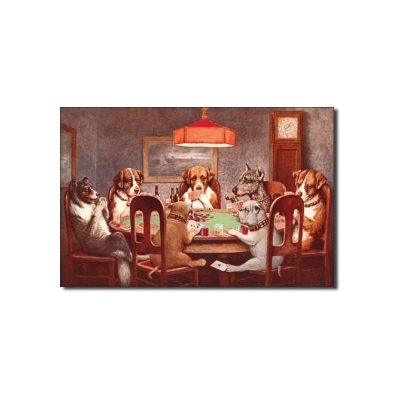 dogs playing cards 12 x 16 metal sign