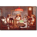 Enseigne metal chiens aux cartes 12 x 16