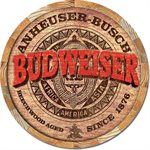 Budweiser barrel end metal sign