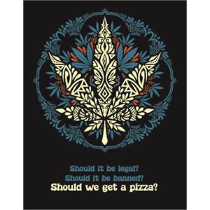 Weed pizza metal sign