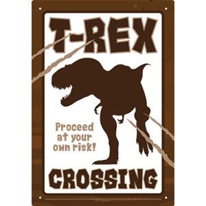 Enseigne metal T-Rex Crossing 8x12