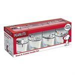 Snoopy 4 pk Glass and coaster set