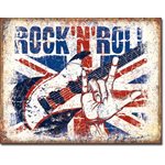 Rock N Roll Hand Blue Metal Sign