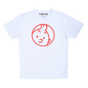 T-shirt visage Tintin blanc 2 ans