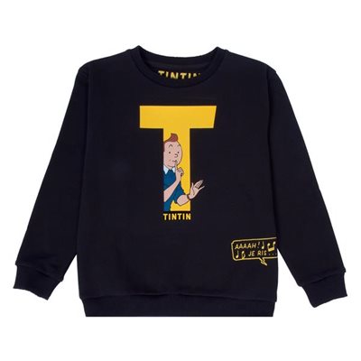 Chandail Tintin noir T jaune XL Chandail Tintin noir T jaune XL