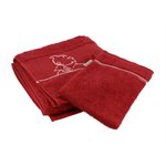 Serviette et gant rouge 50x100 & 15x21cm