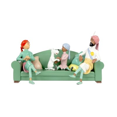 Figurine metal Tintin scene divan