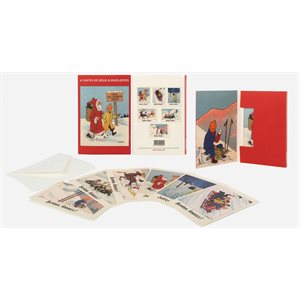 6 postcards Tintin and Santa+env