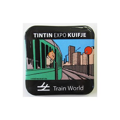Badges Tintin a train world4x4cm
