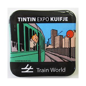 Badges Tintin a train world4x4cm